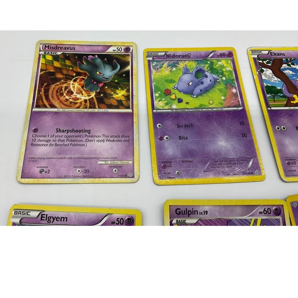 Pokemon Psychic Type Card Lot 6pc Purple Misdreavus Nidoran Ekans TCG Collection